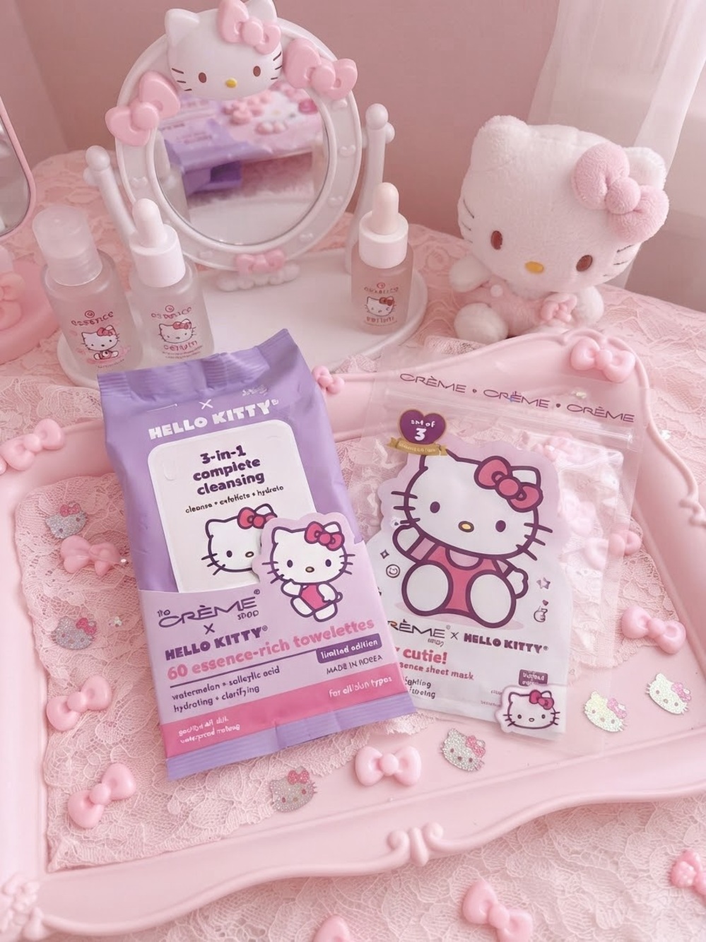 Hello Kitty Pink & Lavender Skincare Towelette and Sheet Mask Duo